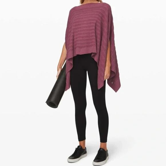 Lululemon Forward Flow Poncho Heathered Plumful Purple Cape Sweater One Size - Picture 3 of 9